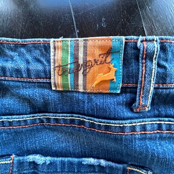 True Grit Boutique denim jeans copper button red yellow top stitching size 31 - Picture 5 of 16